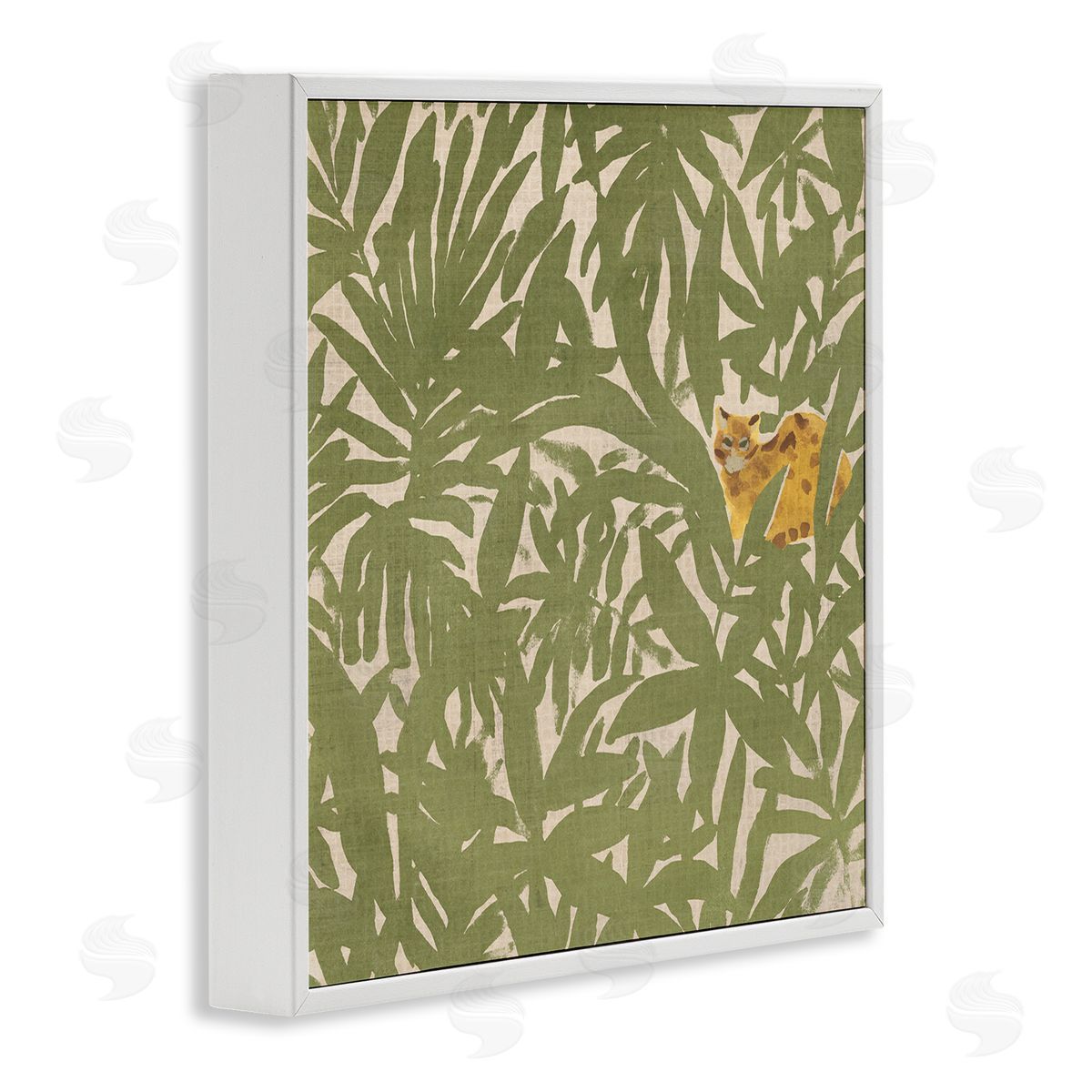 Hiding Cheetah Palm Plants White Frame Print Wall Art, Home Decor by June Erica Vess