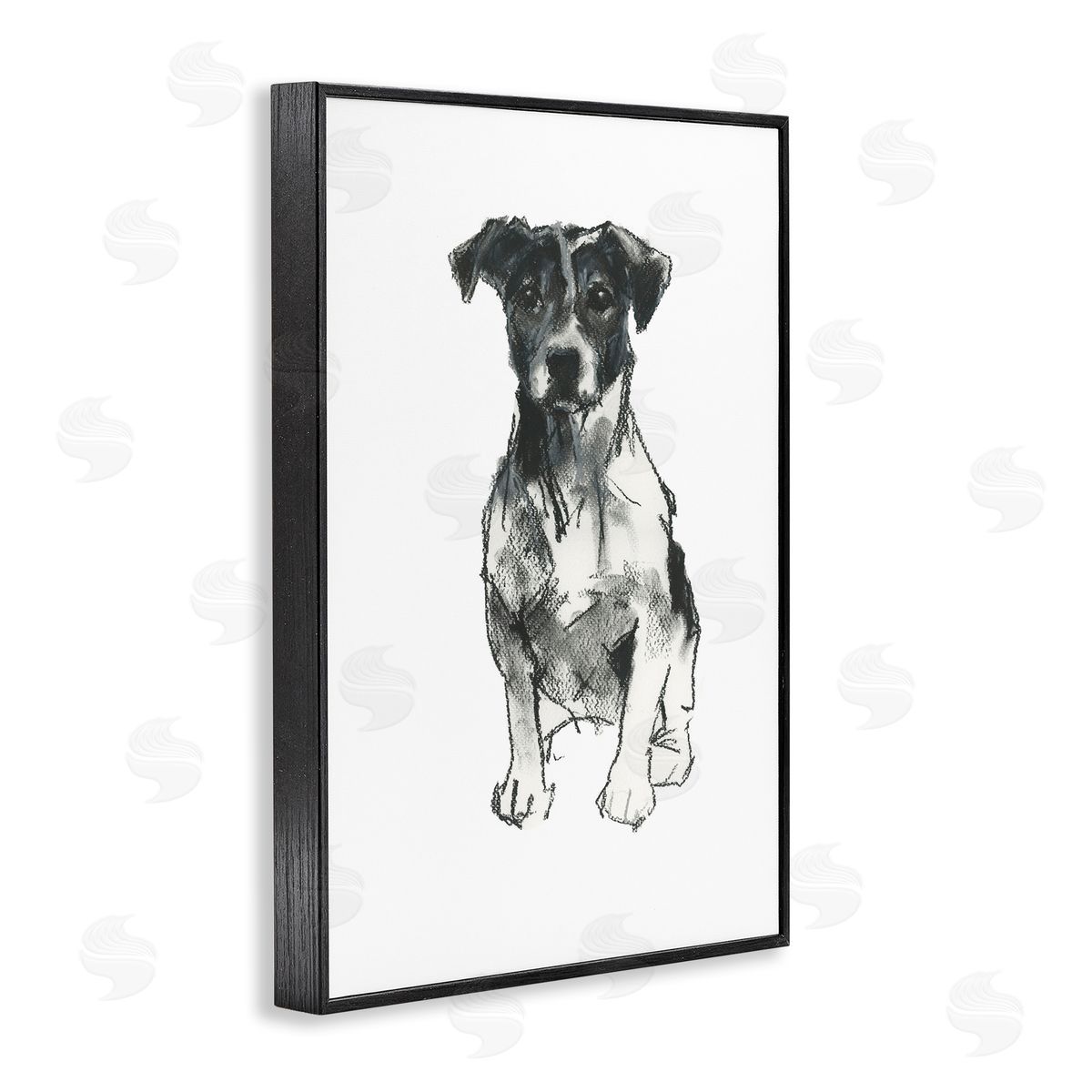 Minimal Dog Drawing Black Frame Print Wall Art, Home Decor by Cartissi