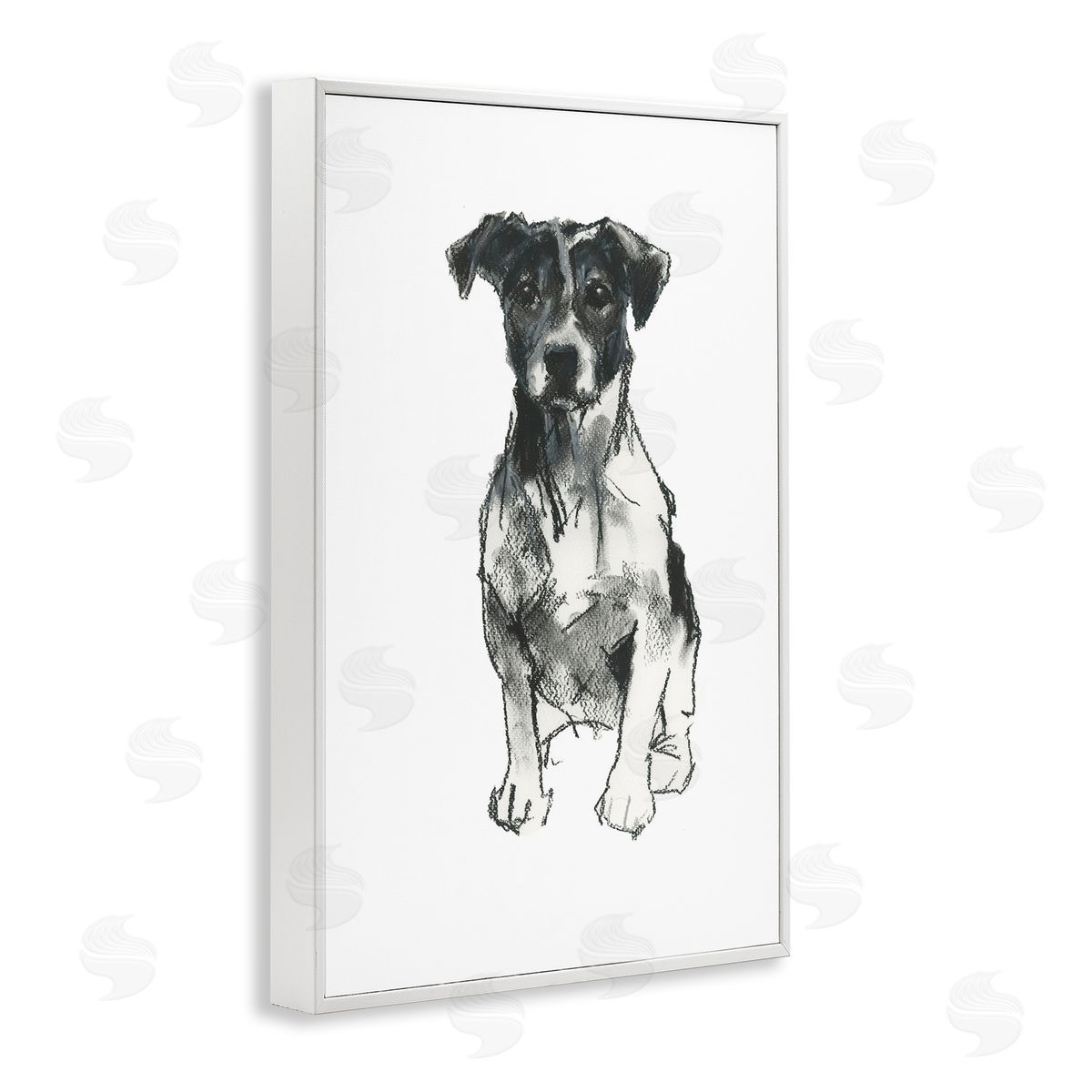Minimal Dog Drawing White Frame Print Wall Art, Home Decor by Cartissi