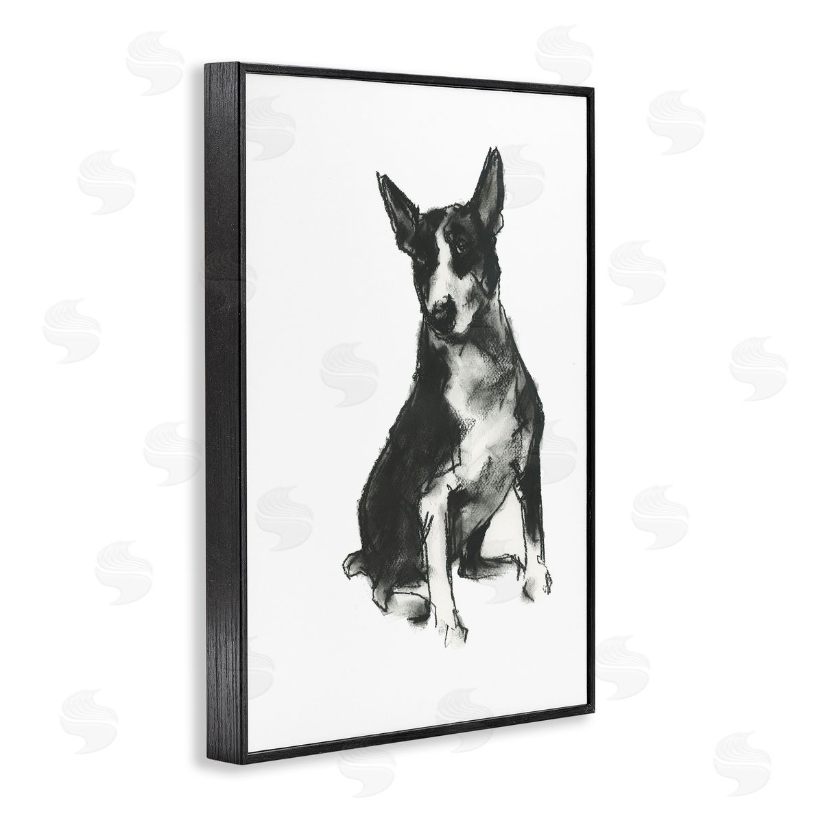 Charcoal Dog Drawing Black Frame Print Wall Art, Home Decor by Cartissi