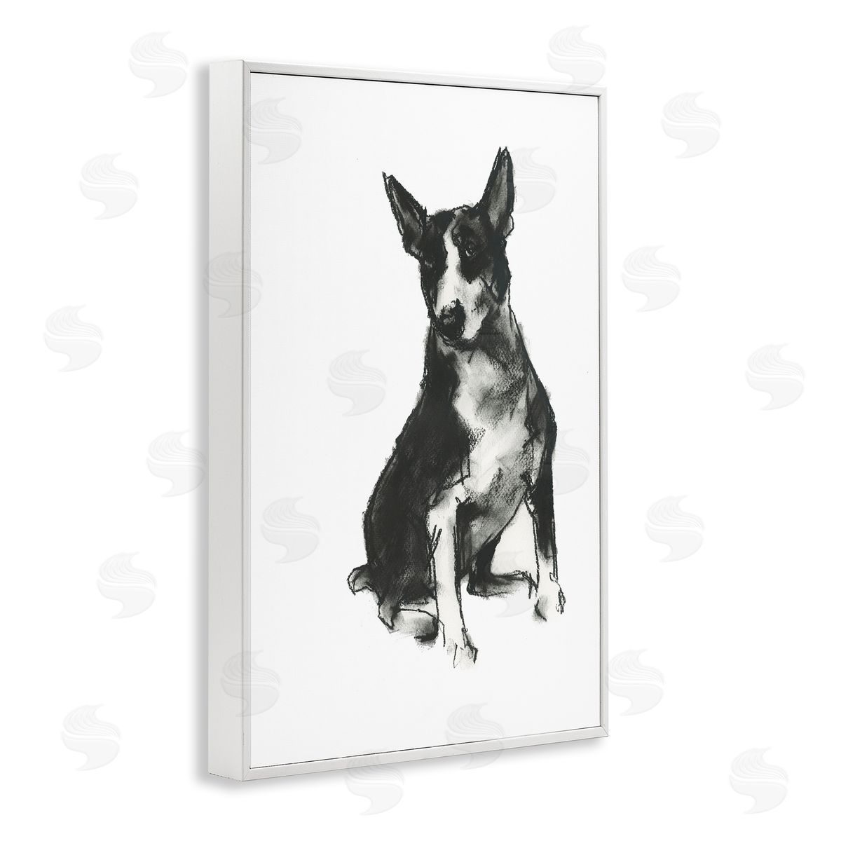 Charcoal Dog Drawing White Frame Print Wall Art, Home Decor by Cartissi