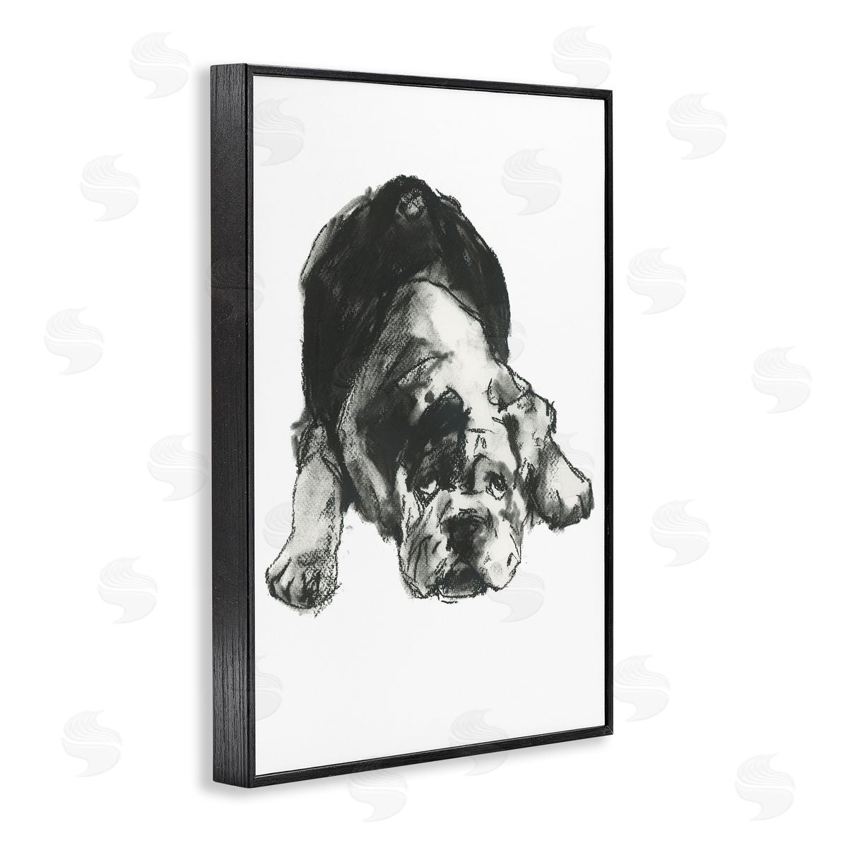 Bulldog Drawing Portrait Black Frame Print Wall Art, Home Decor by Cartissi