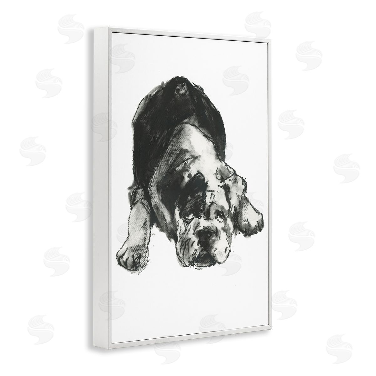 Bulldog Drawing Portrait White Frame Print Wall Art, Home Decor by Cartissi