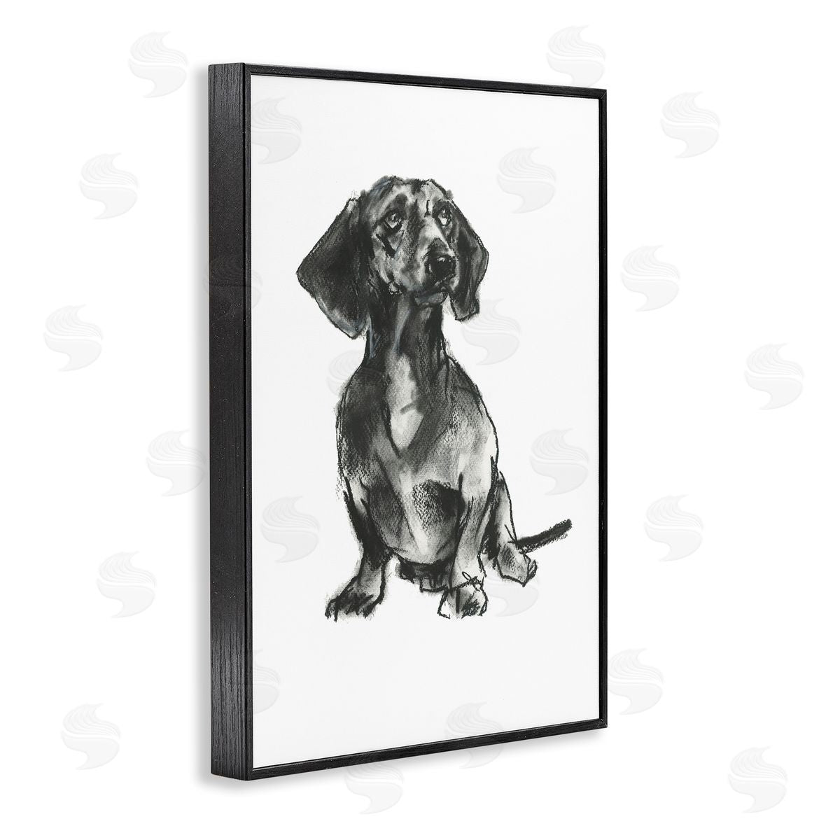 Dachshund Sitting Drawing Black Frame Print Wall Art, Home Decor by Cartissi