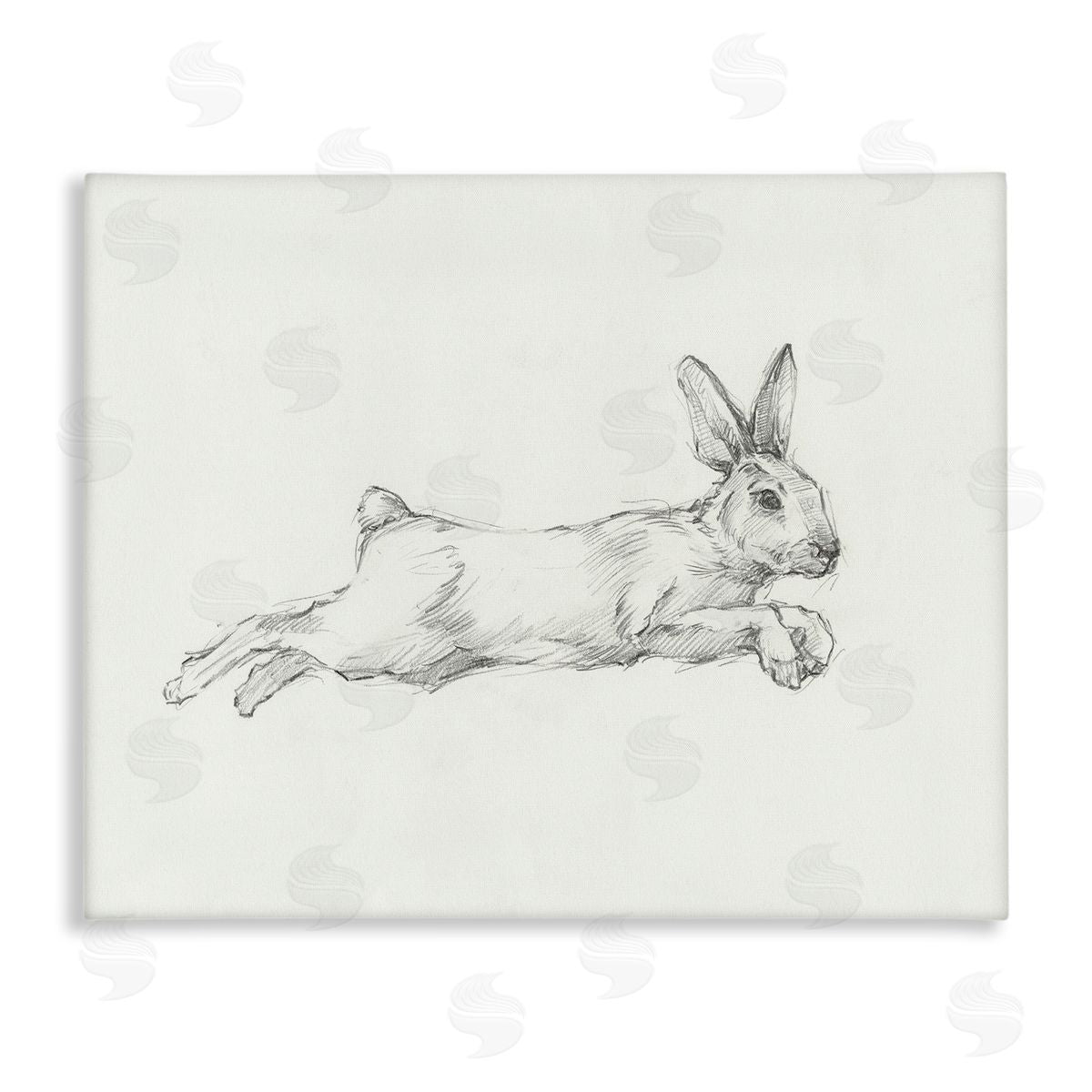 Jumping Rabbit Sketch Canvas Wall Art, Home Decor by Ethan Harper