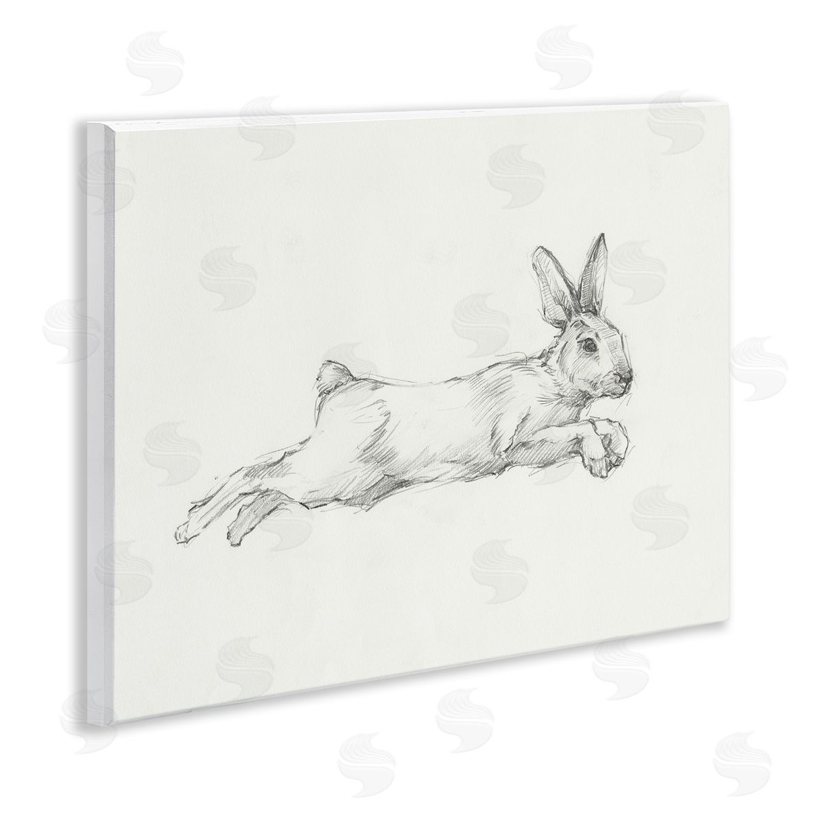 Jumping Rabbit Sketch Wood Plaque Wall Art, Home Decor by Ethan Harper
