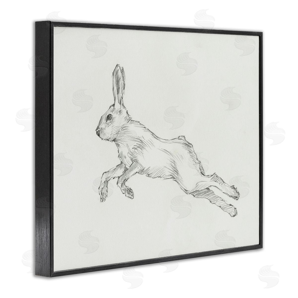 Rabbit Hopping Sketch Black Frame Print Wall Art, Home Decor by Ethan Harper