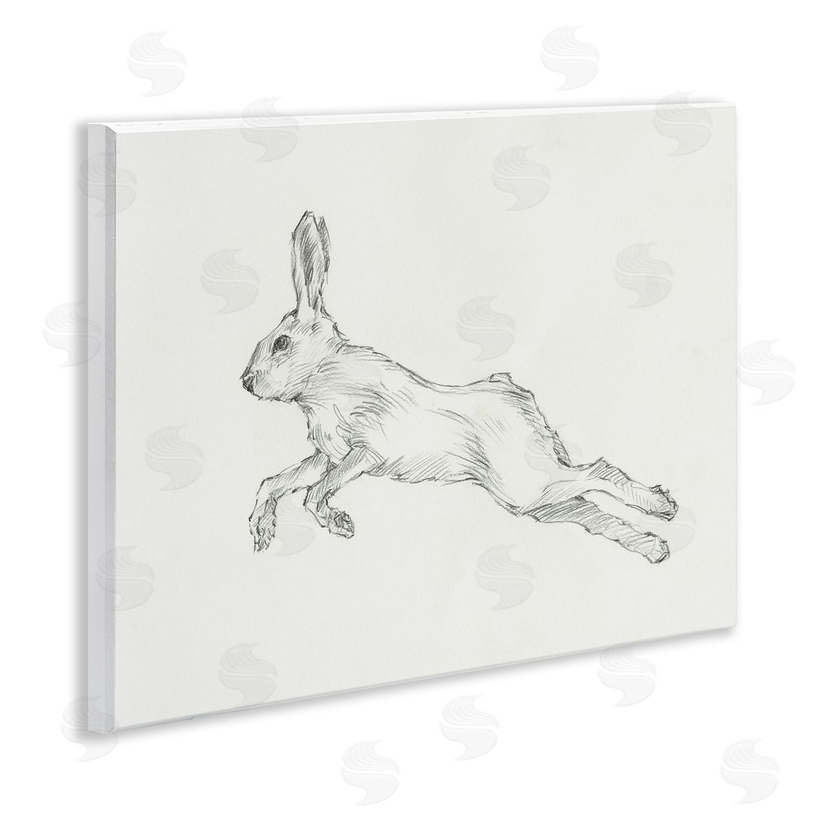 Rabbit Hopping Sketch Wood Plaque Wall Art, Home Decor by Ethan Harper