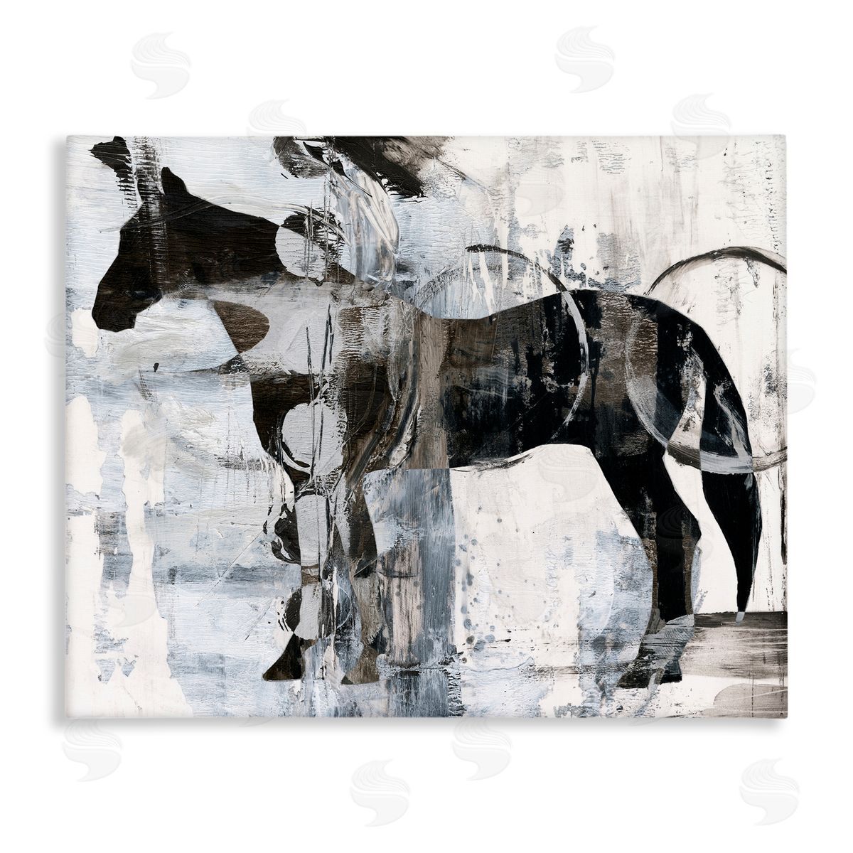 Horse and Abstract Circles Canvas Wall Art, Home Decor by Ethan Harper