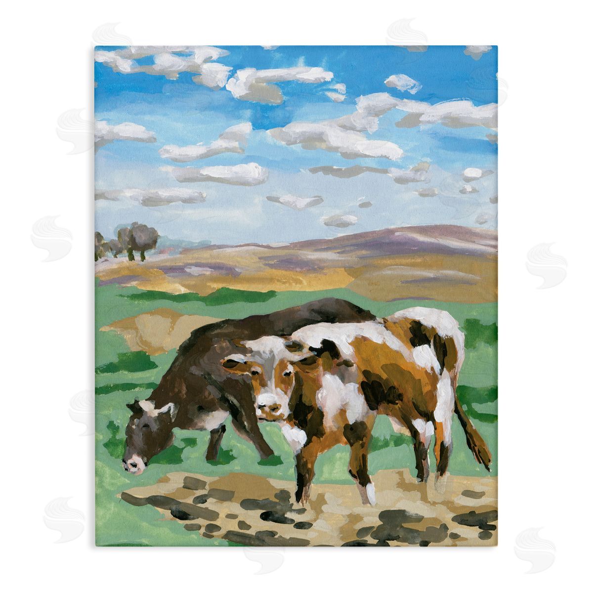 Melissa Wang Grazing Cattle Landscape Canvas Wall Art Print