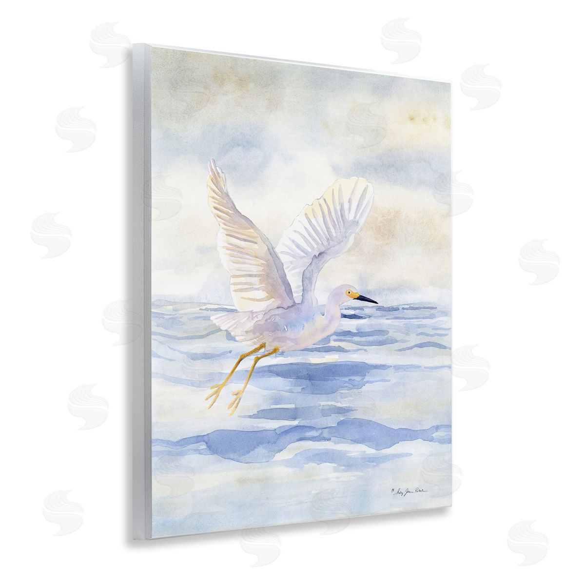 Swan Flying Over Water Wood Plaque Wall Art, Home Decor by Audrey Jeanne Roberts