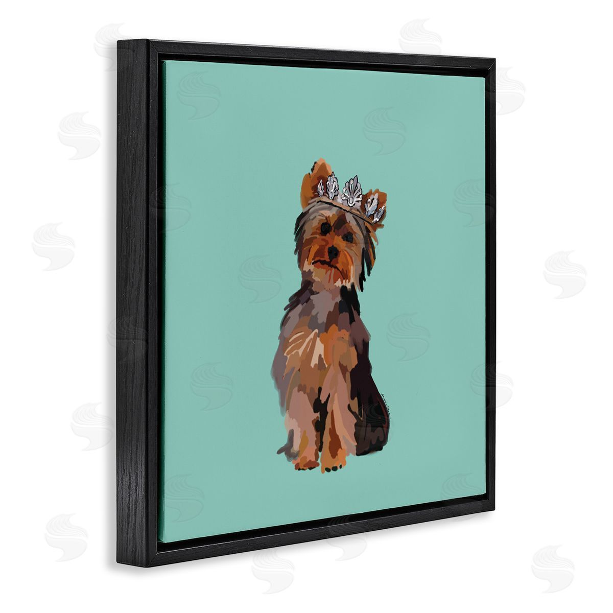 Amelia Noyes Terrier with Crown Black Floating Frame Canvas Wall Art Print
