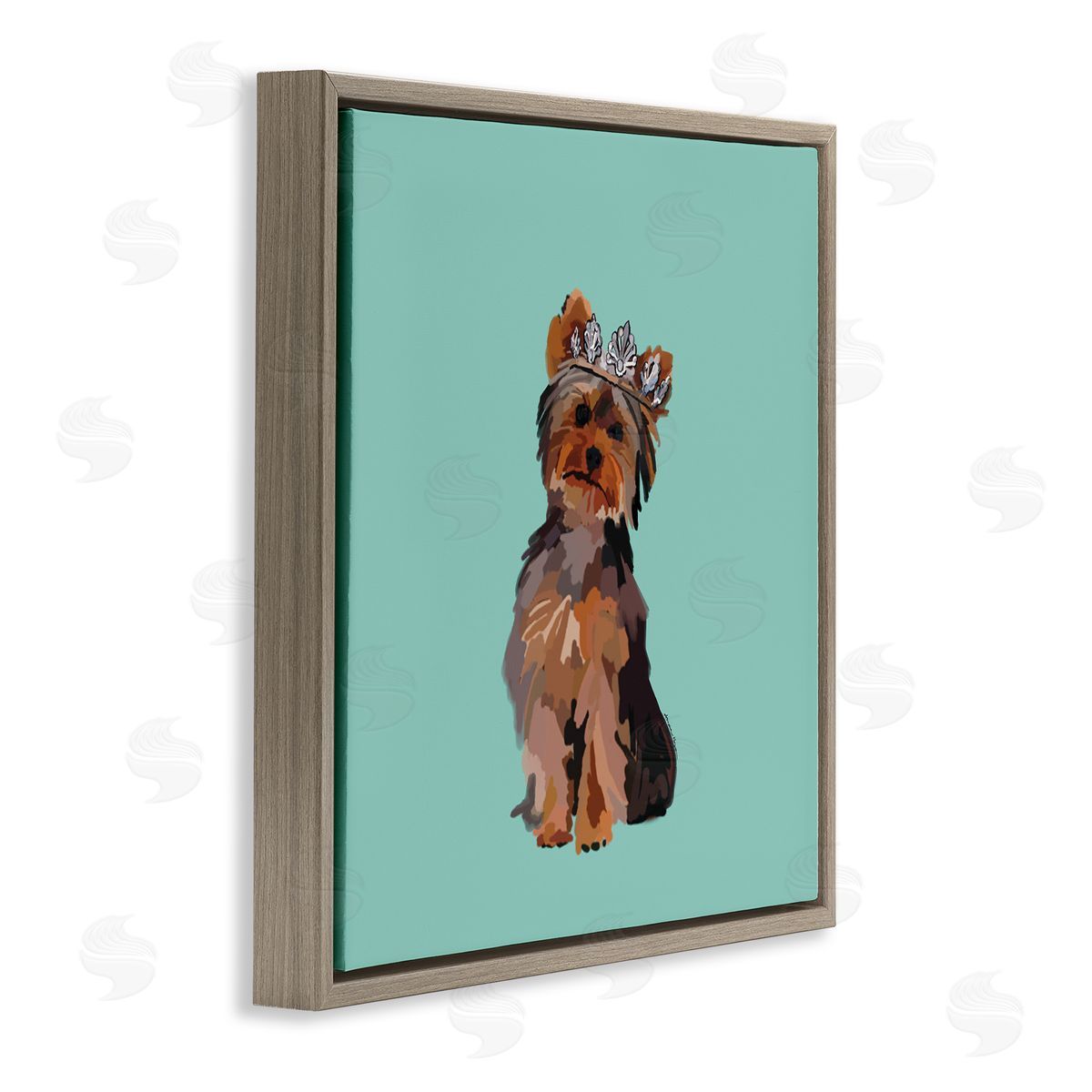 Amelia Noyes Terrier with Crown Brown Floating Frame Canvas Wall Art Print