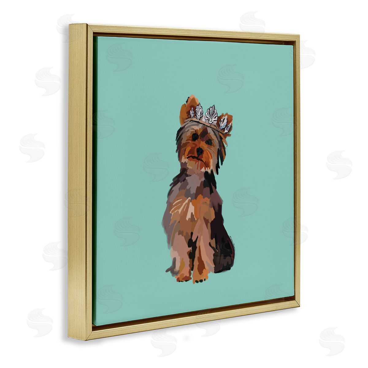Amelia Noyes Terrier with Crown Gold Floating Frame Canvas Wall Art Print