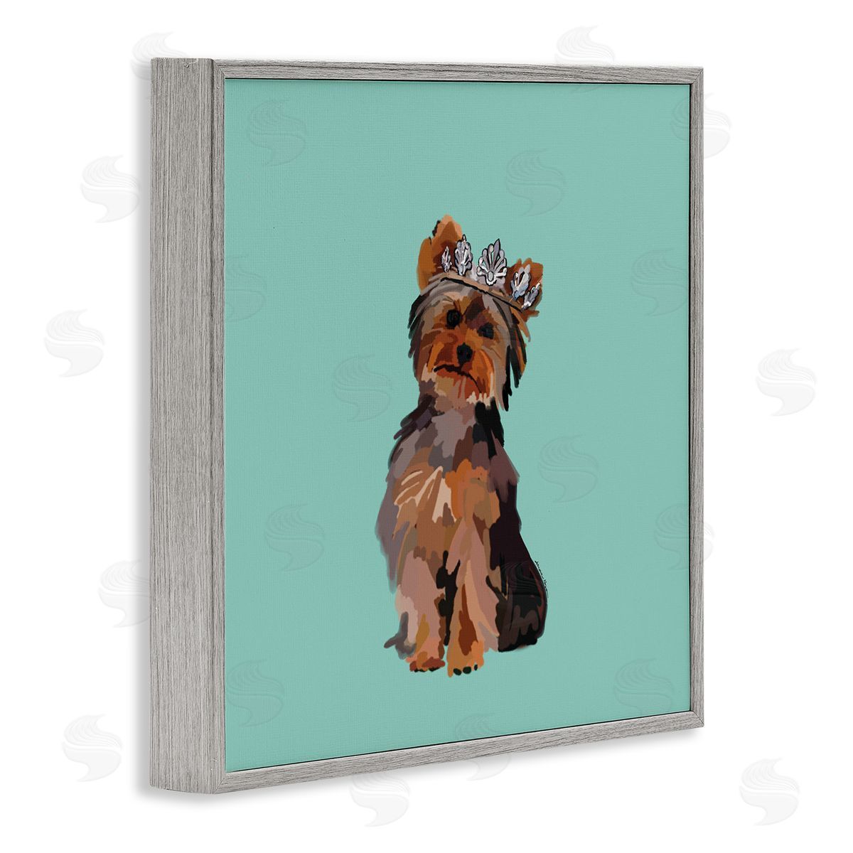 Amelia Noyes Terrier with Crown Gray Framed Giclee Wall Art Print