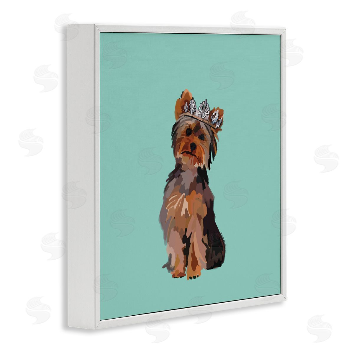Amelia Noyes Terrier with Crown White Framed Giclee Wall Art Print