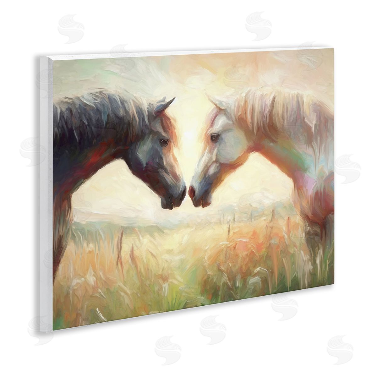 Sunlit Horse Pair Wood Plaque Wall Art, Home Decor by Ramona Murdock