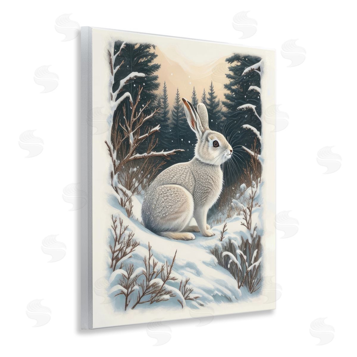 Rabbit in Winter Forest Wood Plaque Wall Art, Home Decor by Denise Dundon