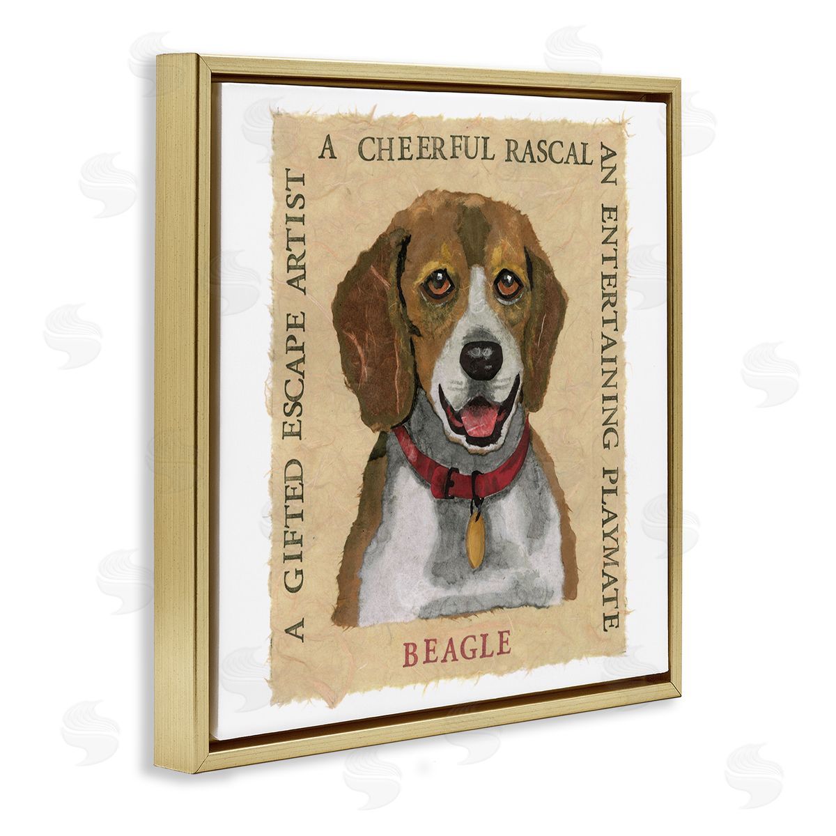 Nancy Overton Fun Beagle Pet Phrases Gold Floating Frame Canvas Wall Art Print