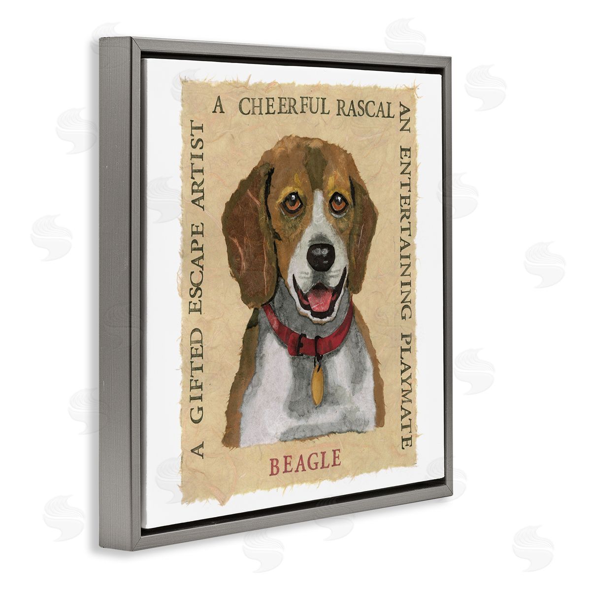Nancy Overton Fun Beagle Pet Phrases Gray Floating Frame Canvas Wall Art Print