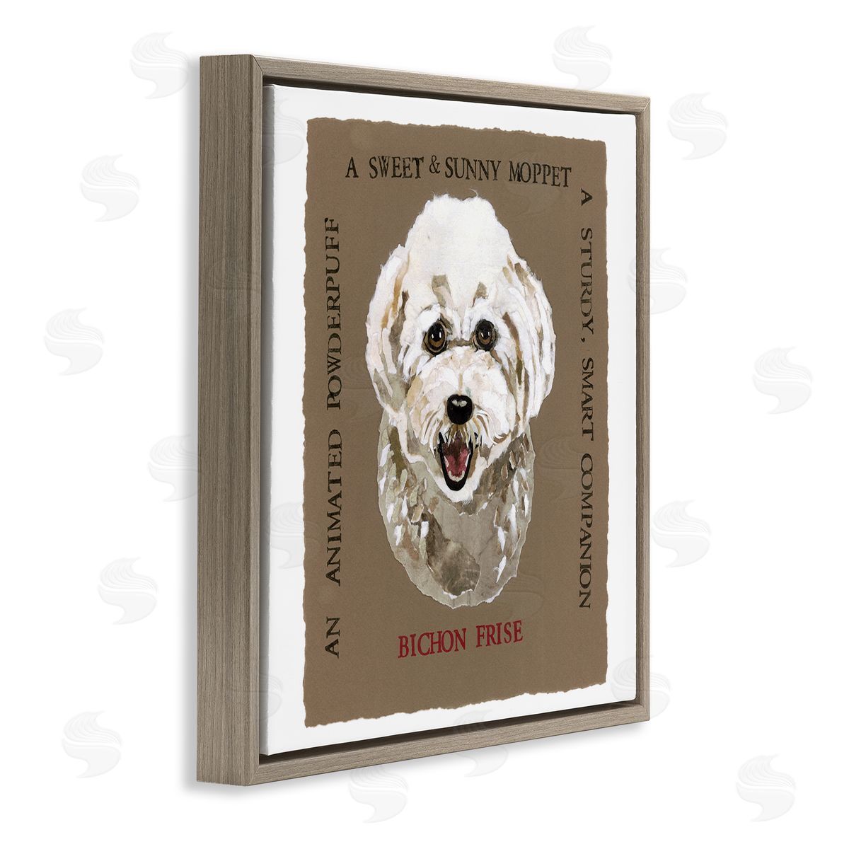 Nancy Overton Fun Bichon Frise Phrases Brown Floating Frame Canvas Wall Art Print