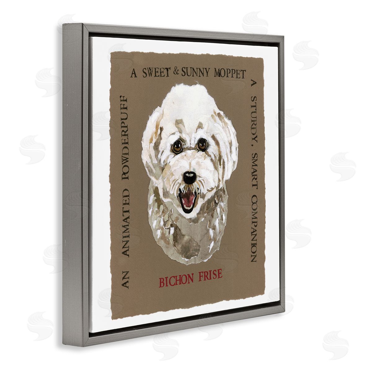 Nancy Overton Fun Bichon Frise Phrases Gray Floating Frame Canvas Wall Art Print