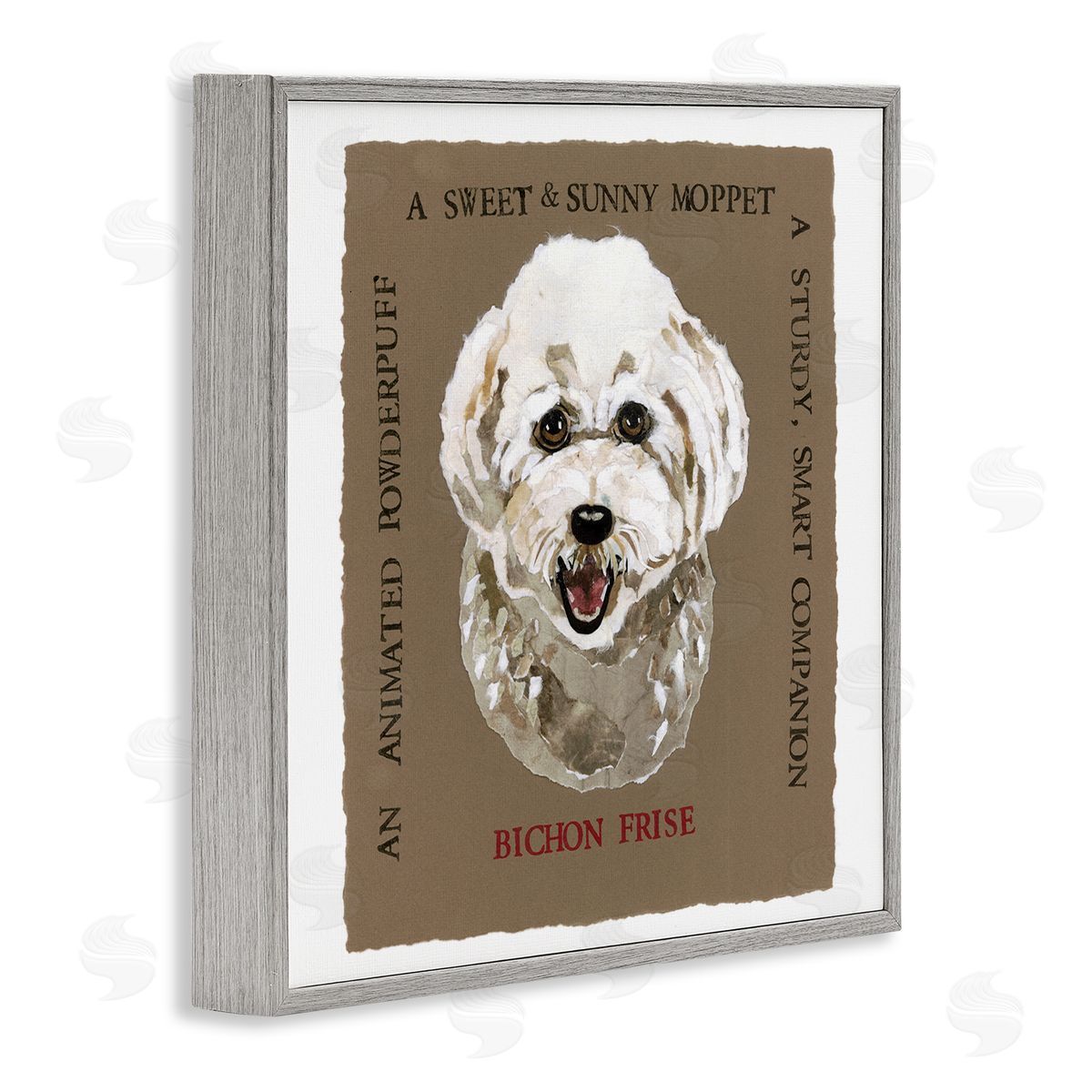 Nancy Overton Fun Bichon Frise Phrases Gray Framed Giclee Wall Art Print