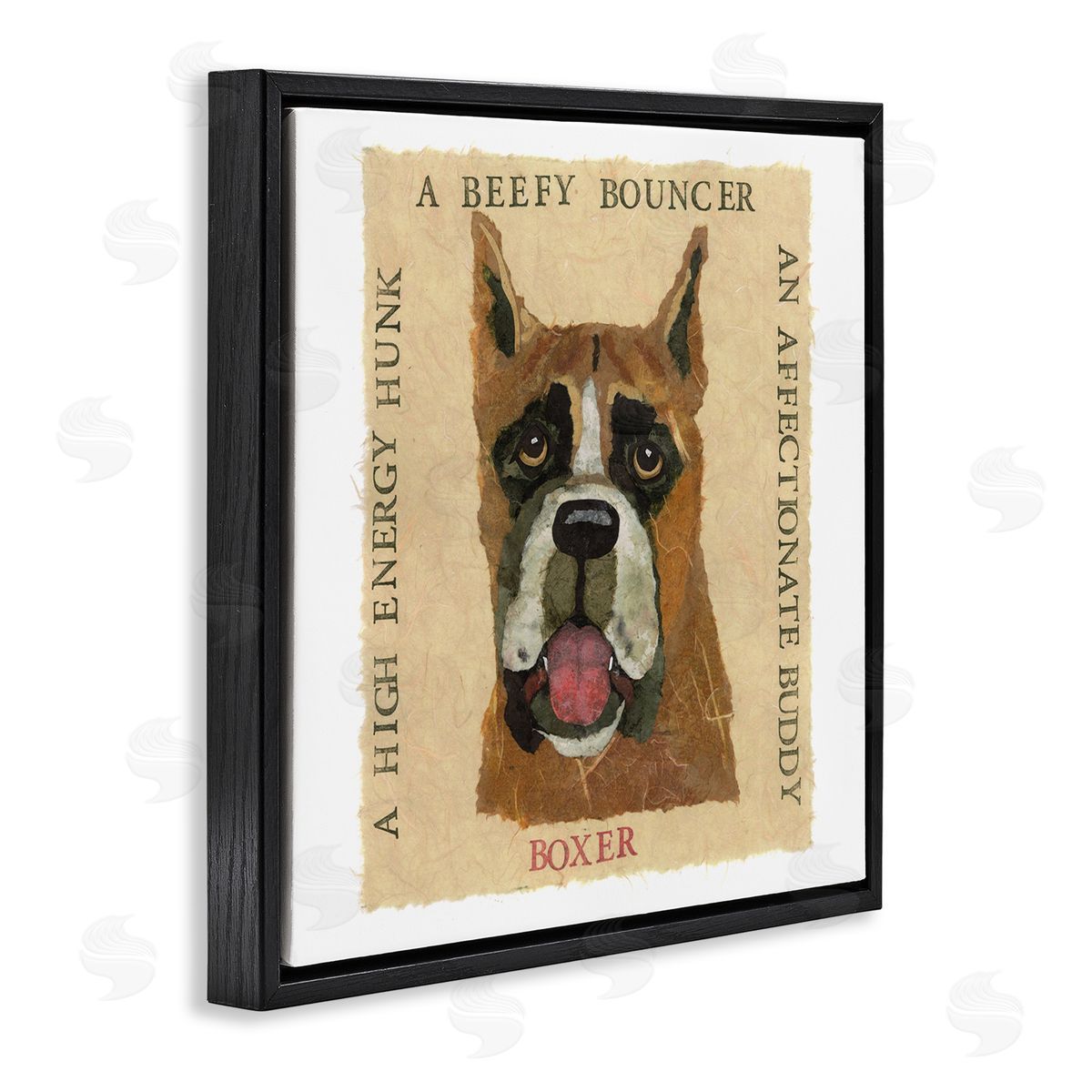 Nancy Overton Fun Boxer Pet Phrases Black Floating Frame Canvas Wall Art Print