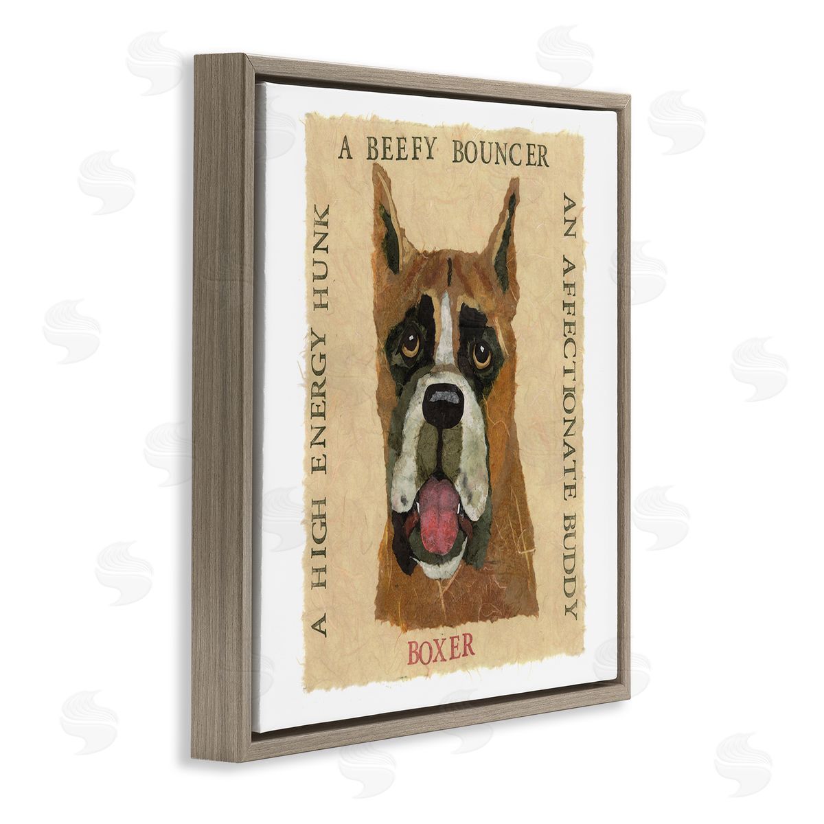 Nancy Overton Fun Boxer Pet Phrases Brown Floating Frame Canvas Wall Art Print