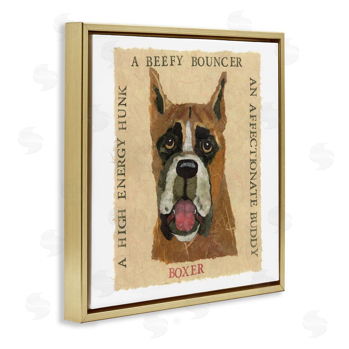 Nancy Overton Fun Boxer Pet Phrases Gold Floating Frame Canvas Wall Art Print