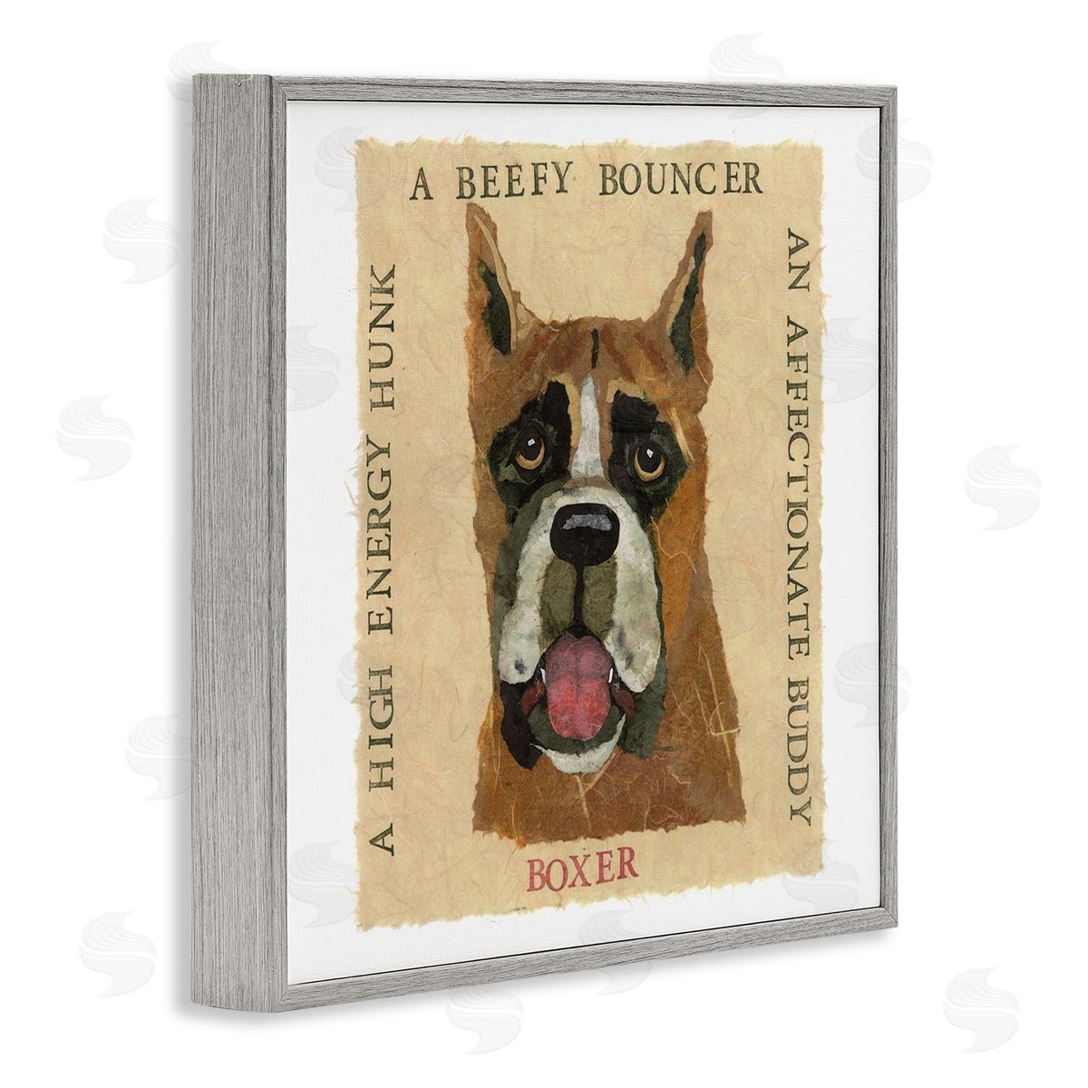 Nancy Overton Fun Boxer Pet Phrases Gray Framed Giclee Wall Art Print
