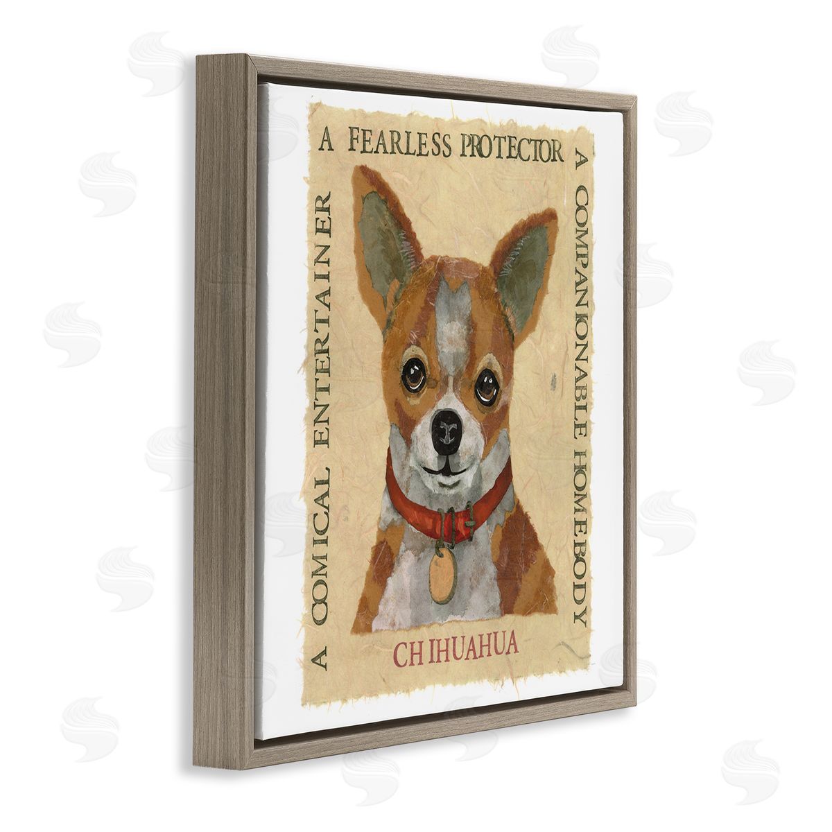 Nancy Overton Fun Chihuahua Pet Phrases Brown Floating Frame Canvas Wall Art Print