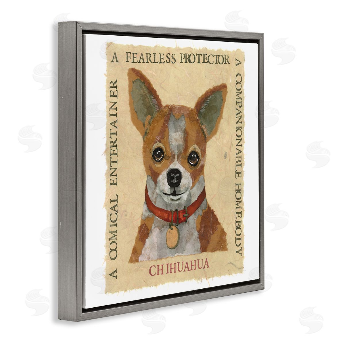 Nancy Overton Fun Chihuahua Pet Phrases Gray Floating Frame Canvas Wall Art Print