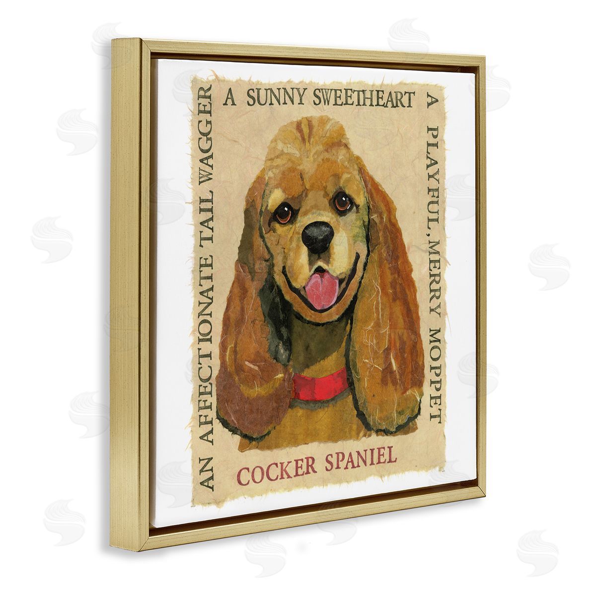 Nancy Overton Fun Cocker Spaniel Phrases Gold Floating Frame Canvas Wall Art Print