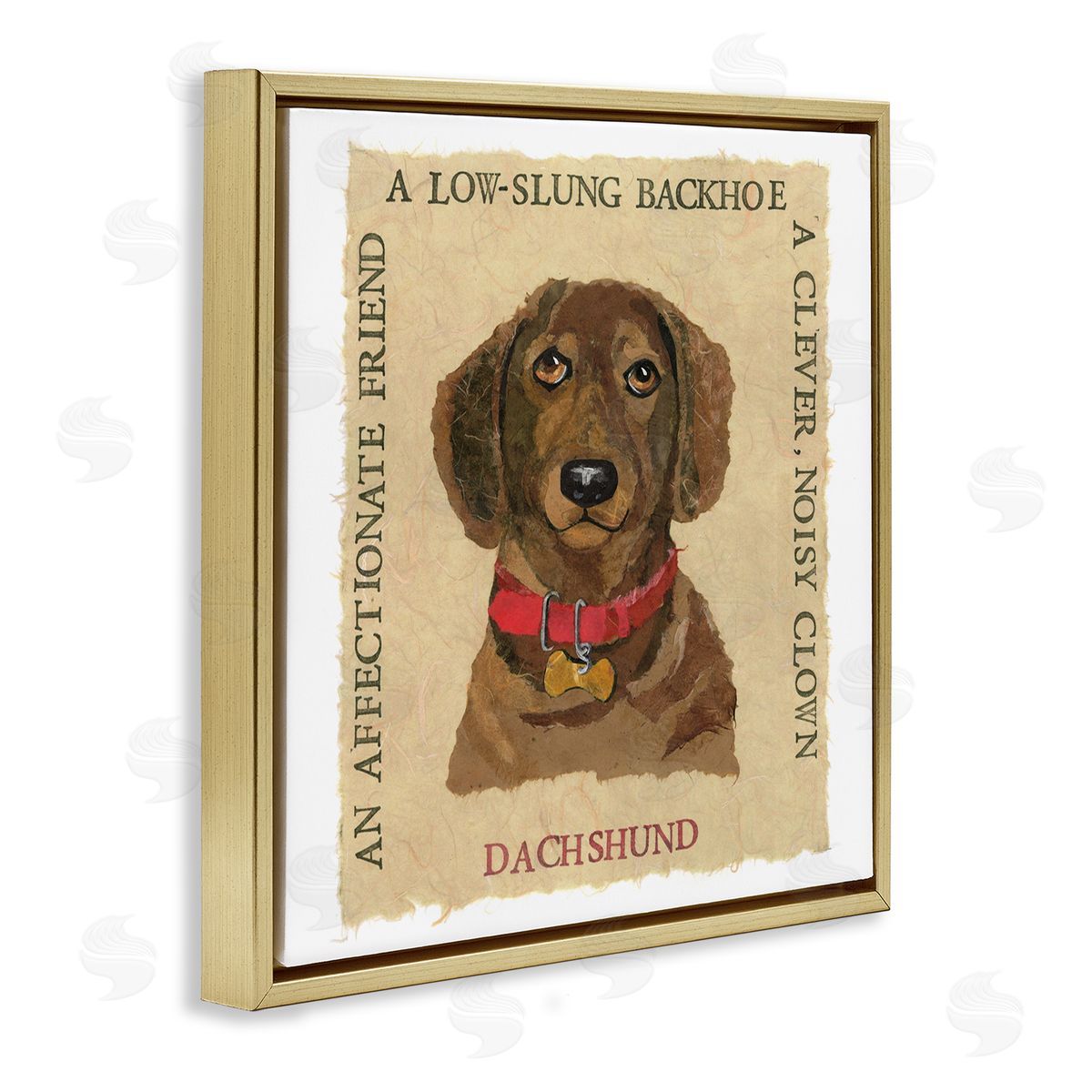 Nancy Overton Fun Dachshund Pet Phrases Gold Floating Frame Canvas Wall Art Print