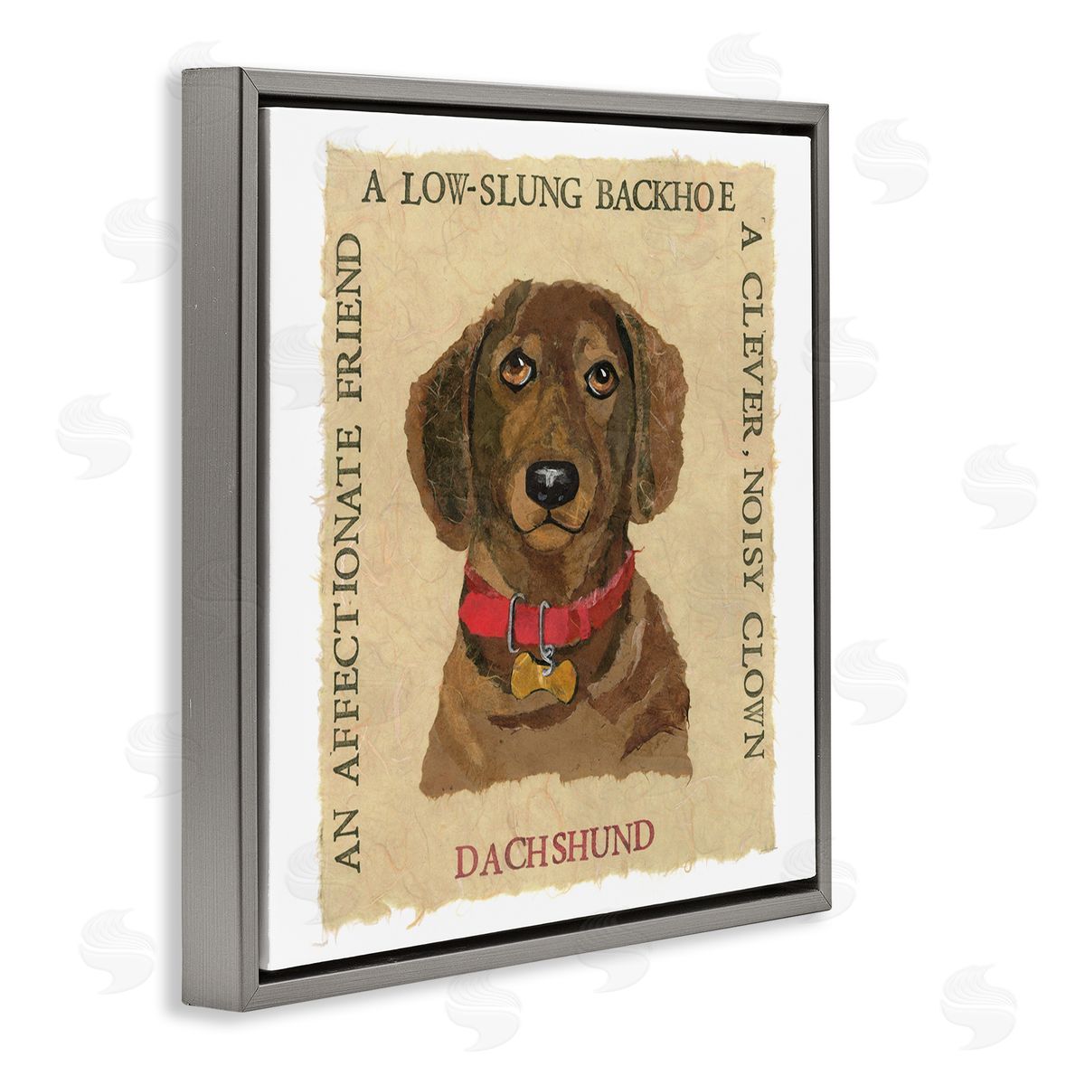 Nancy Overton Fun Dachshund Pet Phrases Gray Floating Frame Canvas Wall Art Print