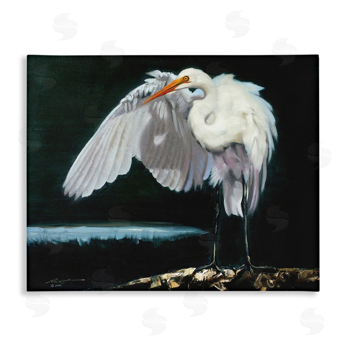 Stoic Heron Standing Canvas Wall Art, Home Decor by D. Rust