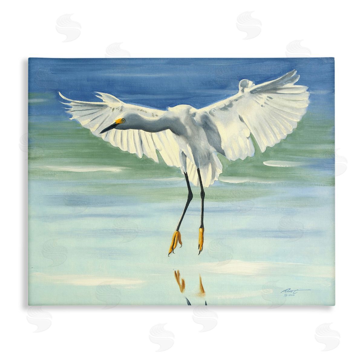 Snowy Egret on Beach Canvas Wall Art, Home Decor by D. Rust
