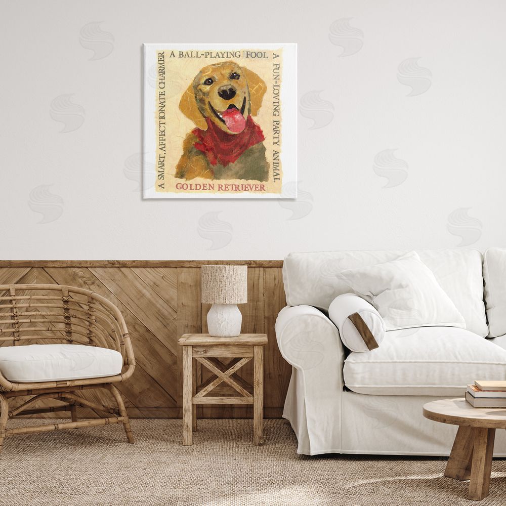 Nancy Overton Fun Golden Retriever Phrases Canvas Wall Art Print in Room