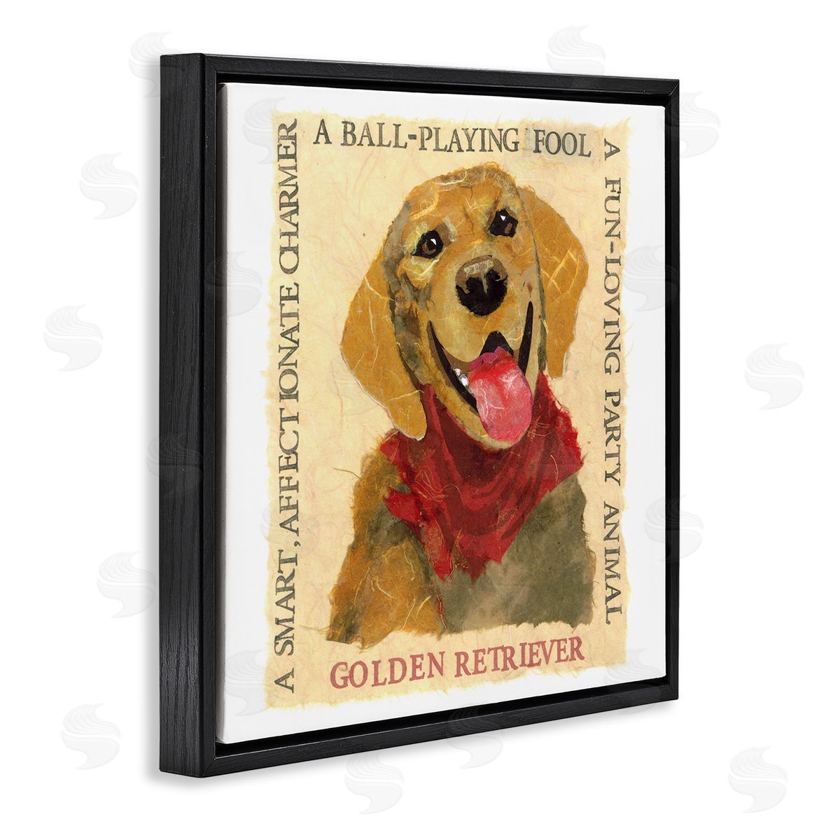 Nancy Overton Fun Golden Retriever Phrases Black Floating Frame Canvas Wall Art Print