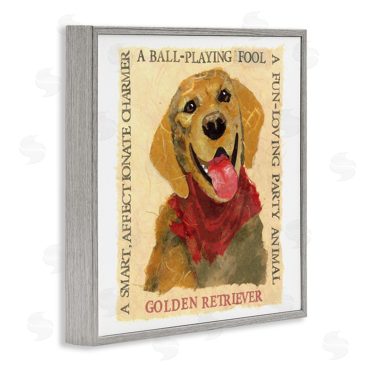 Nancy Overton Fun Golden Retriever Phrases Gray Framed Giclee Wall Art Print