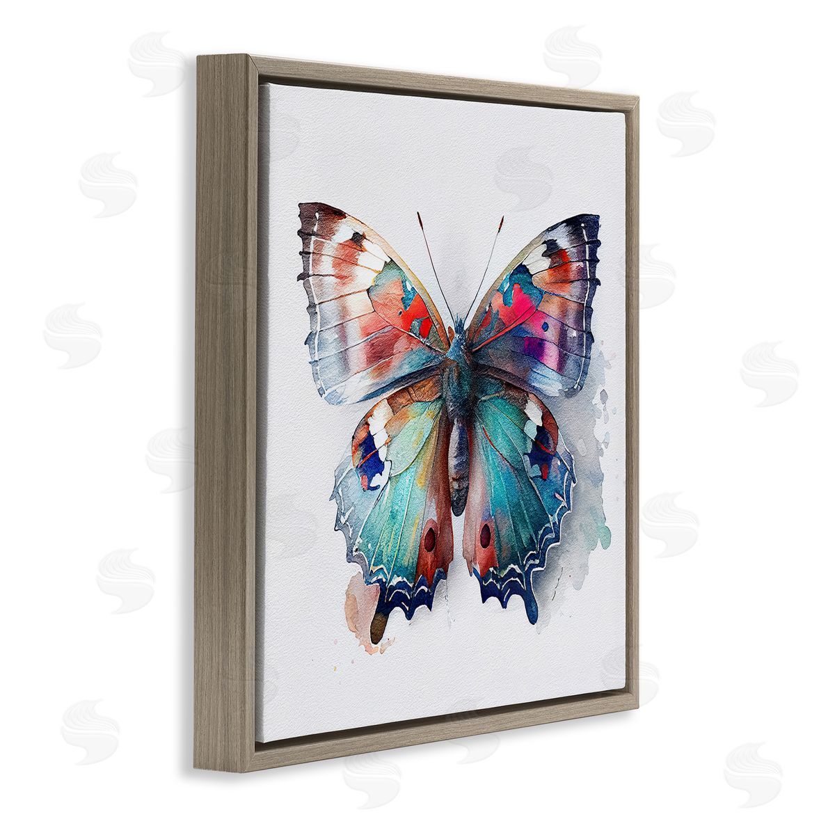 Modern Splash Butterfly Brown Floating Frame Canvas Wall Art, Home Decor by Incado
