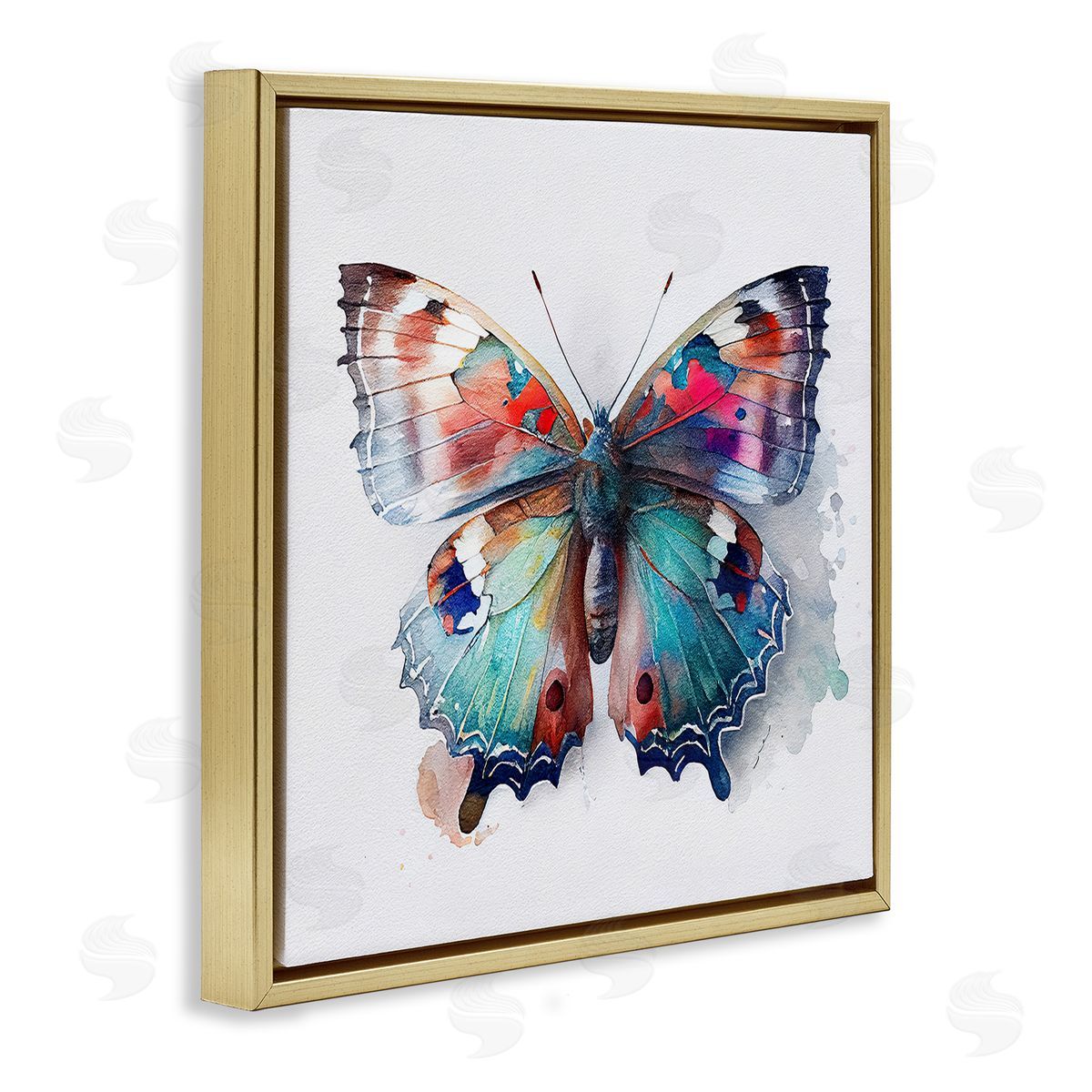 Modern Splash Butterfly Gold Floating Frame Canvas Wall Art, Home Decor by Incado
