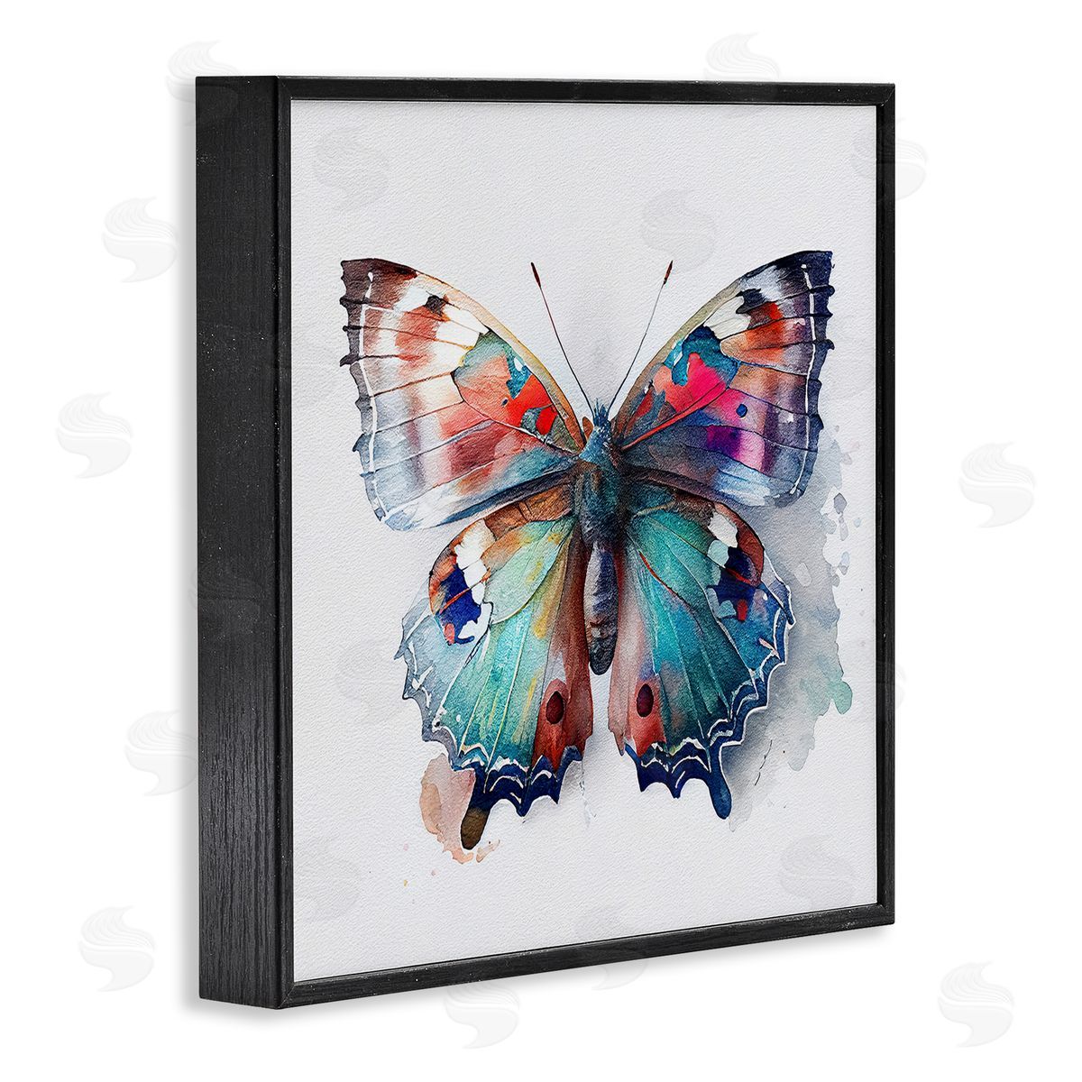 Modern Splash Butterfly Black Frame Print Wall Art, Home Decor by Incado