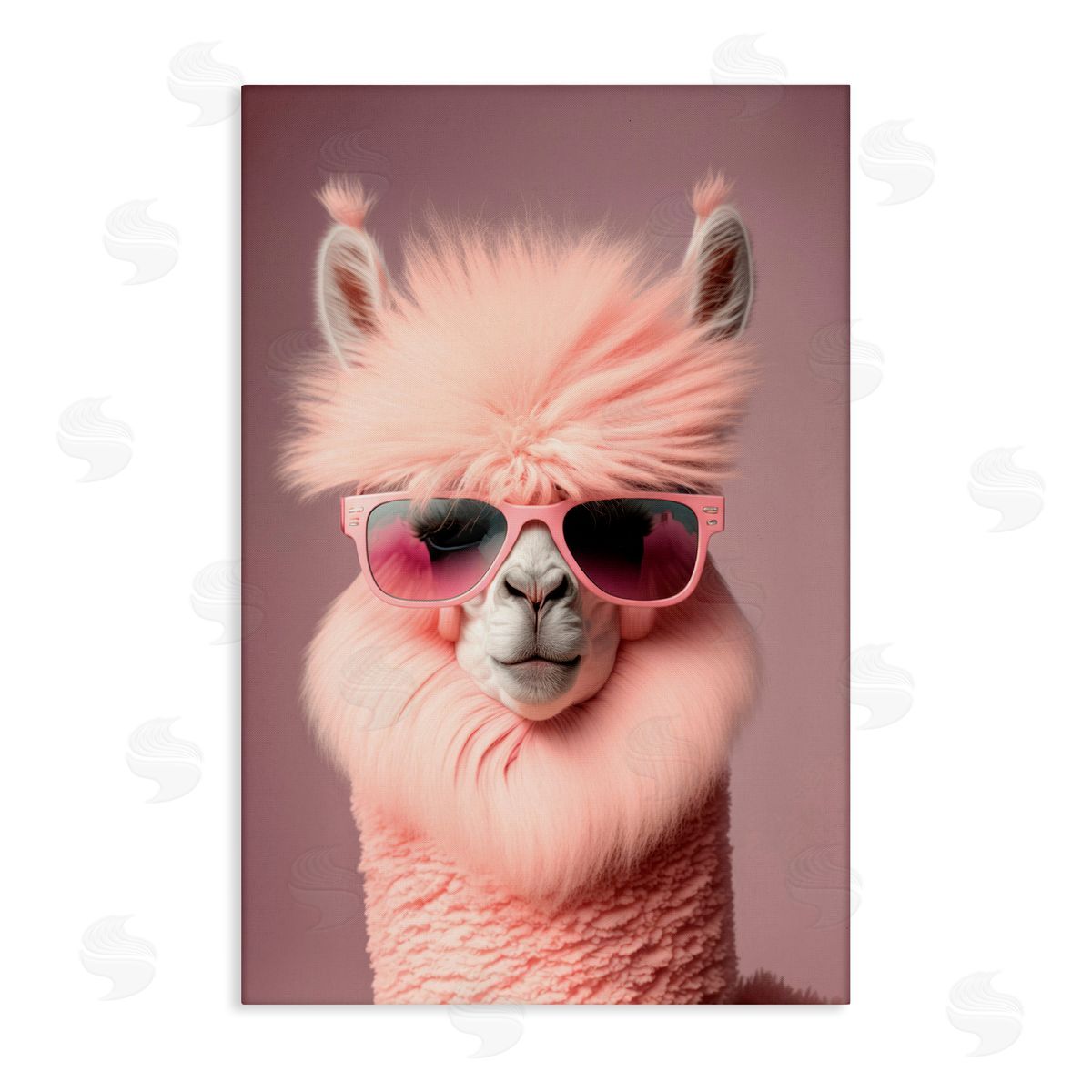 Fluffy Pink Glam Alpaca Canvas Wall Art, Home Decor by Incado