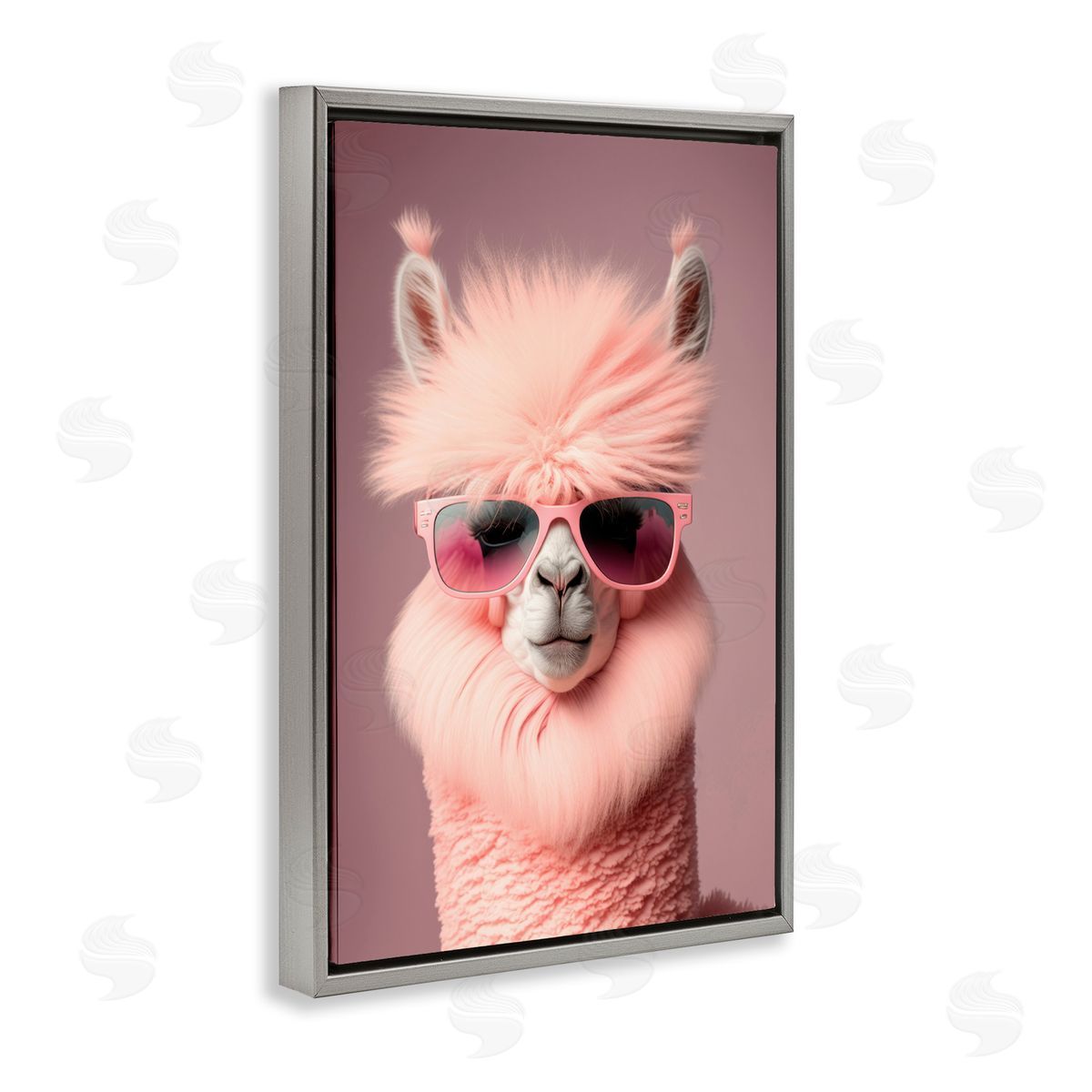 Fluffy Pink Glam Alpaca Grey Floating Frame Canvas Wall Art, Home Decor by Incado