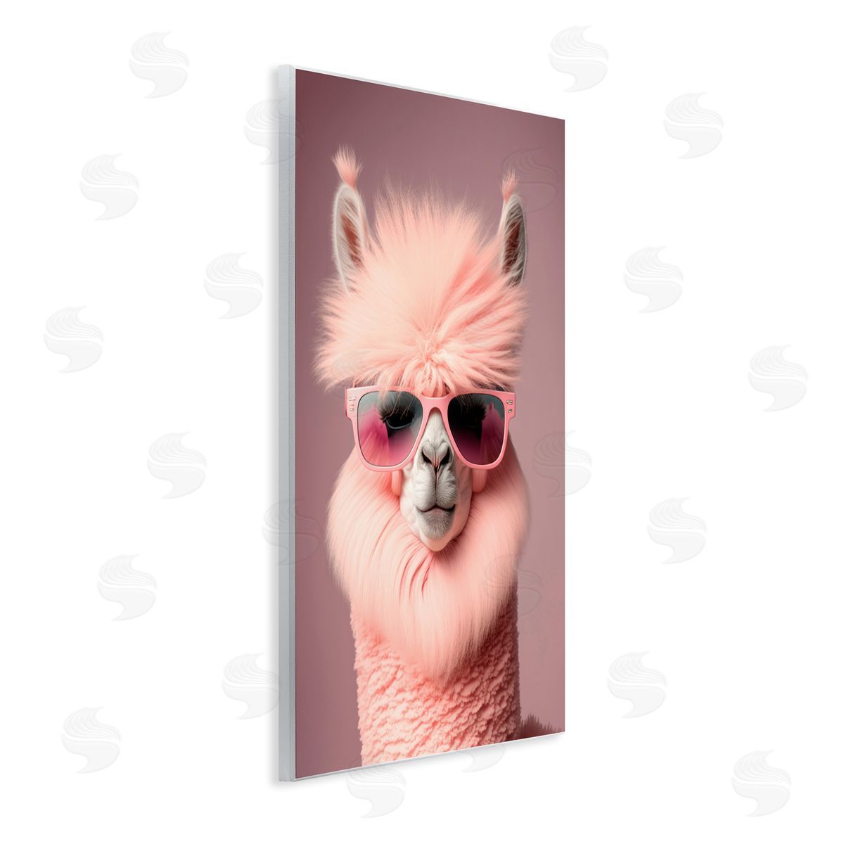 Fluffy Pink Glam Alpaca Wood Plaque Wall Art, Home Decor by Incado