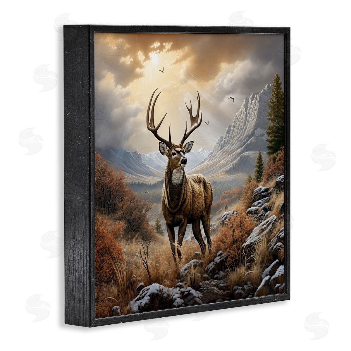 Majestic Elk Mountain Scenery Black Frame Print Wall Art, Home Decor by Jim Baldwin