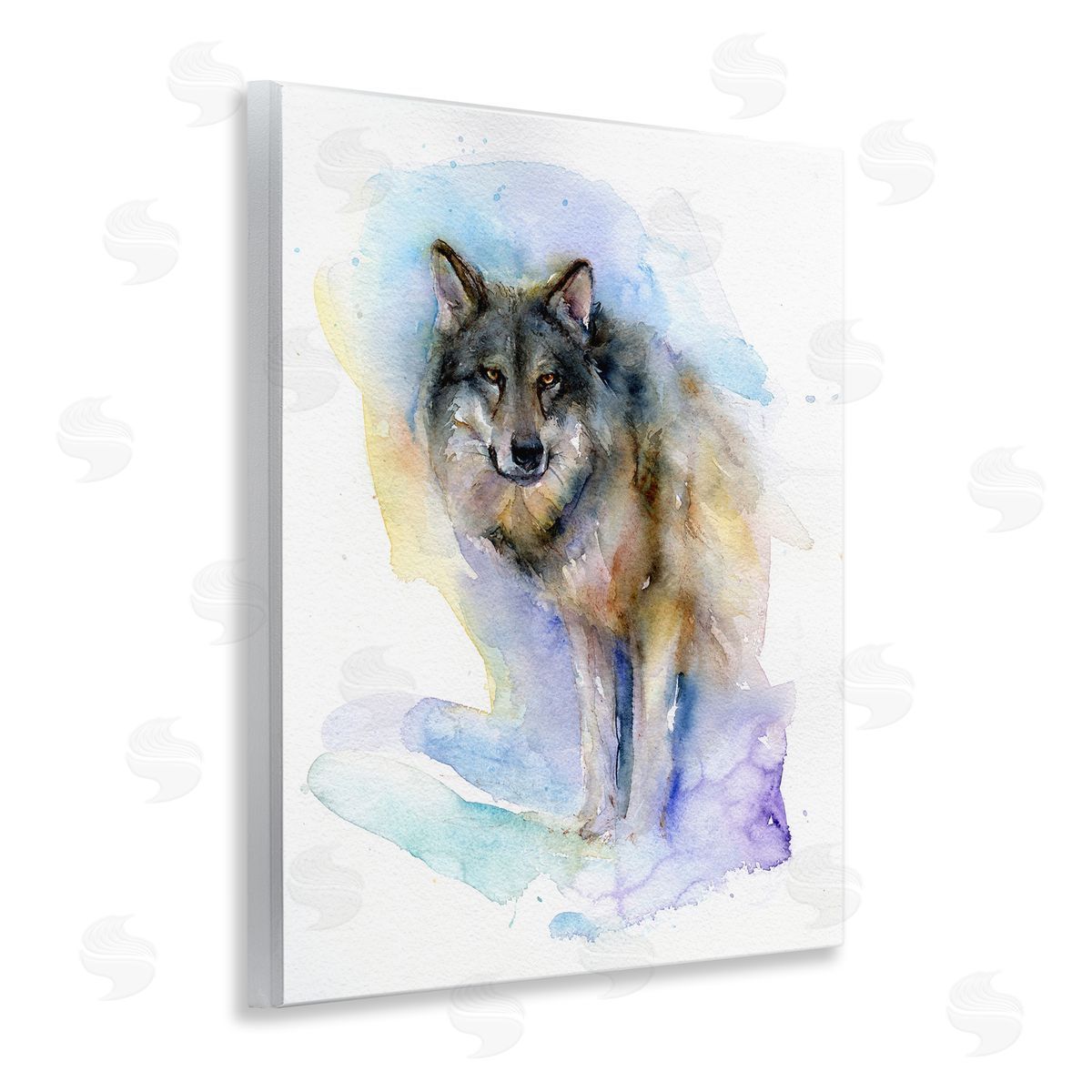 Watercolor Wolf in Snow Wood Plaque Wall Art, Home Decor by John Keeling
