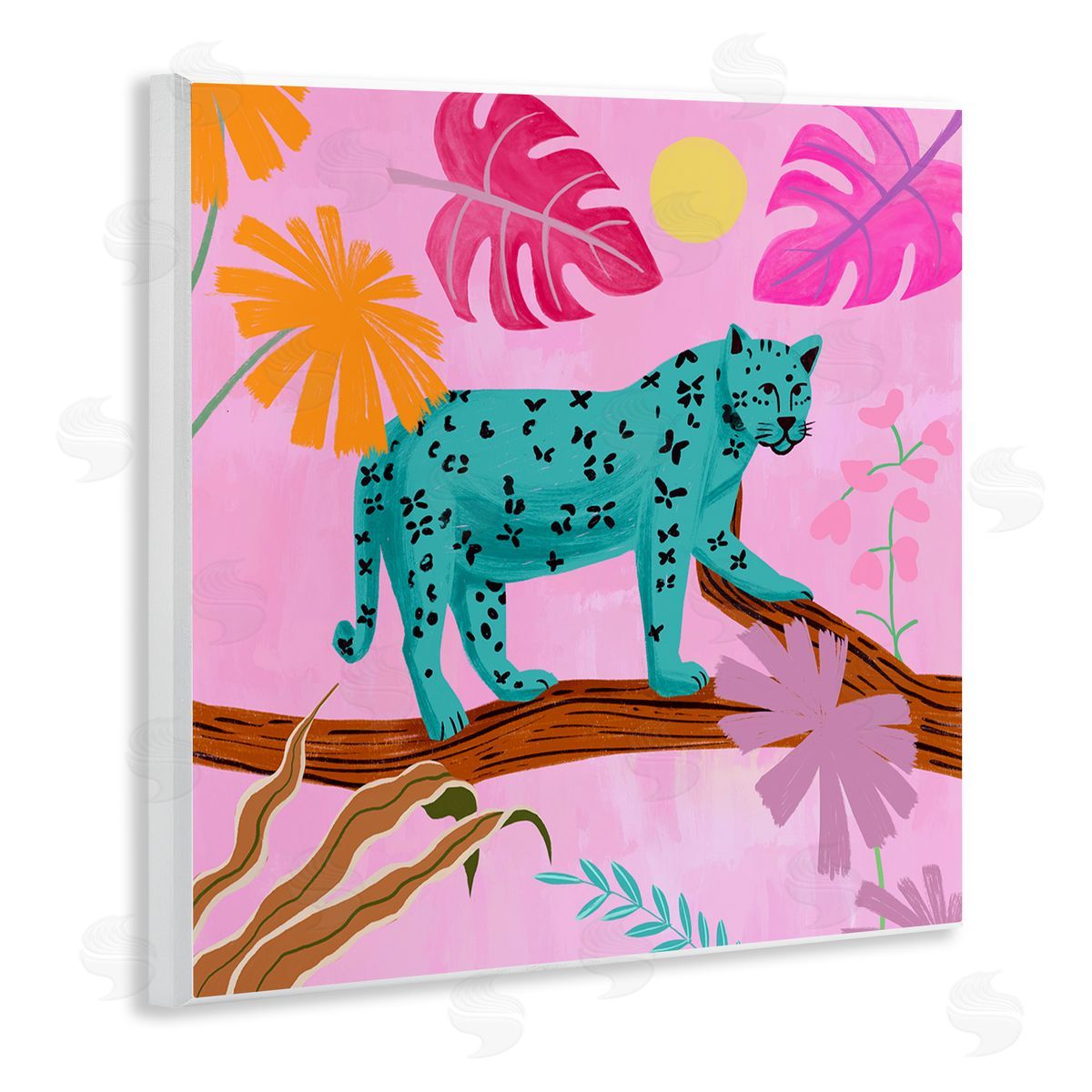 Patterned Leopard on Branch Wood Plaque Wall Art, Home Decor by Juliet Rose Philips